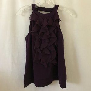 Kenar Purple Ruffle Front Halter Top